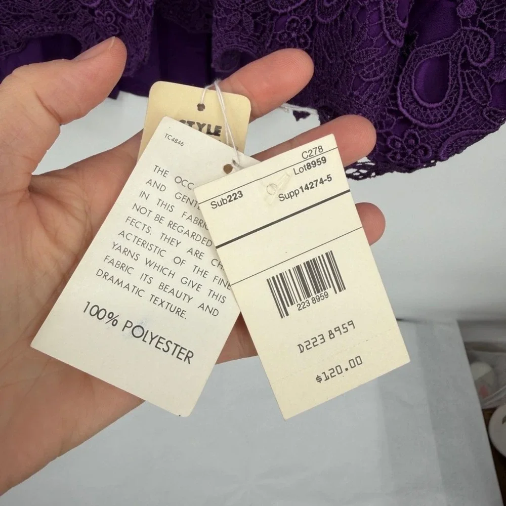 In The Mood Skirt Suit SET Purple Jacquard Lace Trim VTG 2 Piece NEW Size 14**